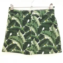 【超美品】ジャックバニー スカート グリーン×アイボリー リーフ柄  レディース 0(S) ゴルフウェア Jack Bunny