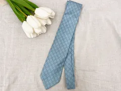 GUCCI グッチ ネクタイ GG柄 シルク ブルー 水色 高級 イタリア製 メンズ ビジネス フォーマル