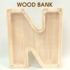 WOOD BANK イニシャル『N』【木製バンク】【イニシャル】/貯金箱/インテリア(ギフトにも最適)