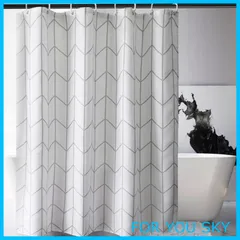 【数量限定】AooHome シャワーカーテン 防水 防カビ 90x150cm ユニットバス 浴室 高密度 速乾 加重 加厚 ストライプ 目隠し バス用品 お風呂カーテン リング付き ホワイト