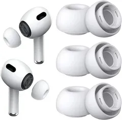aerix 互換品 イヤーピース AirPods Pro 第1/2世代対応 ノイズリダクションホール付き 柔らかく快適 滑り止め ノイズキャンセリング 耳栓 ソフトシリコン 交換用イヤーチップ 分離可能 遮音(ホワイト,  Lサイズ6個)
