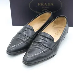 プラダ ローファーパンプス 本革 レザー ブランド シューズ 靴 イタリア製 黒 レディース 34.5サイズ ブラック PRADA 【中古】