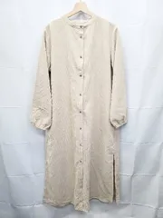 ■ ⊆ MAJESTIC LEGON コーデュロイ 長袖 ロング丈 シャツ ワンピース サイズF ベージュ レディース E  【1506250006469】