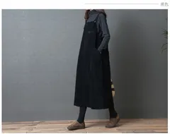 ジャンパースカート ワンピース レディース コーデュロイ サロペットワンピース コールテン 暖かい 体型カバー ロングワンピース ロング丈 マキシ丈 秋冬 可愛い カジュアル ファッションHZQ5894