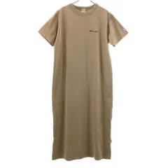 Champion チャンピオン 半袖 コットン ロングワンピース M ベージュ系 レディース 古着