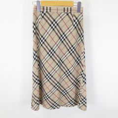 #a バーバリー BURBERRY スカート ロング 7 ベージュ 黒 白 赤 ノバチェック シルク混 麻混 953683 k01