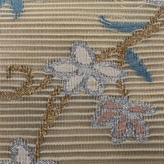 袋帯 秀品 夏帯 絽 草花 金銀糸 ベージュ お太鼓柄 正絹 【中古】