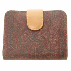 エトロ ETRO 美品 二つ折り財布 ウォレット ベイズリー柄 総柄 レザー イタリア製 茶 ブラウン 系 0521のサムネイル