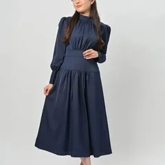 ドレス ロングドレス パーティードレス きれい シンプル 無地 上品 レディース 女性 ネイビー エレガント 結婚式 正装  お呼ばれ 発表会