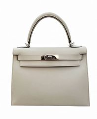 【エルメスにて磨き直し済み】エルメス HERMES ケリー28　ボックスカーフ　グレー