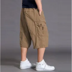 ☆ 2016ベージュ ☆ L ☆ ハーフパンツ メンズ ゆったり ショートパンツ メンズ ハーフパンツ 七分丈パンツ カーゴパンツ ウェストゴム クロップドパンツ ボトムス シンプル 無地 コットン 綿 パンツ ズボン カジュアルパンツ 男性 おしゃれ