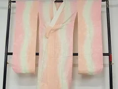 平和屋野田店■振袖用長襦袢　無双仕立て　雲取り花車地紋　暈し染め　半衿刺繍　洗える着物　ch6854