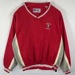 古着 ラッセル Russell ナイロンジャケット プルオーバージャケット ピステ ツートンカラー 大きいサイズ XXL  レッド メンズ