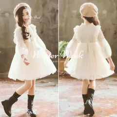 kdg3 80 90 100 フォーマルワンピース　1歳　2歳　3歳　フリル　シフォン　ワンピース　ドレスワンピース　ホワイト　80 90 100 レース　刺繍　パール　誕生日　記念日　結婚式　ひな祭り　発表会　七五三　セレモニーワンピース　キッズフォーマル