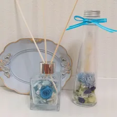 【選べる香り】ディフューザー & ハーバリウム セット【ブルー】