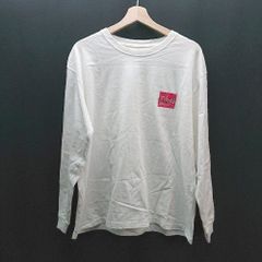 ◇ manhattanportage クルーネック アウトドア 胸プリント 袖プリント 長袖 Ｔシャツ サイズL ホワイト メンズ E 【1310130005660】