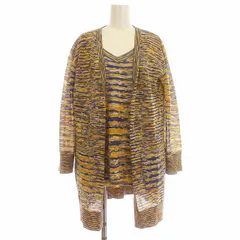 ミッソーニ MISSONI アンサンブル ニット カーディガン カットソー Vネック 長袖 総柄 42 M 黄色 青 /☆Gのサムネイル