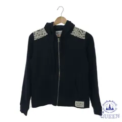 ☆美品☆ NICE CLAUP ナイスクラップ トップス パーカー ジップアップ レース 大きいサイズ 長袖 レディース ブラック L 901-14568 送料無料 古着