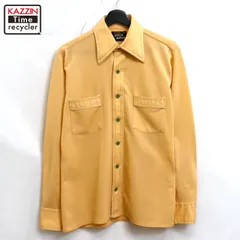 70s vintage ARROW 無地 ポリエステル 長袖シャツ メンズ 表記Mサイズ