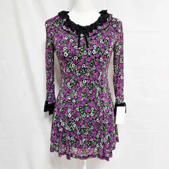 #anc スーパービューティー Super Beauty チュニック 40 紫 黒 緑 パワーネット 花柄 総柄 レース フリル リボン レディース [936160]