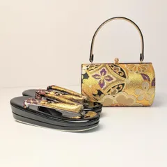 草履バッグセット 振袖用 帯地 ゴールド 古典 フリーサイズ w49-1 草履バッグセット 振袖 帯地 金 ゴールド 古典 フリーサイズ w48-7