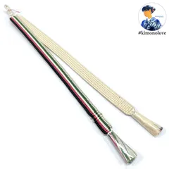 羽織紐 正絹 縞 マルチカラー ビンテージ着物 kimonolove【未使用品 新古品】B-0650-1/8