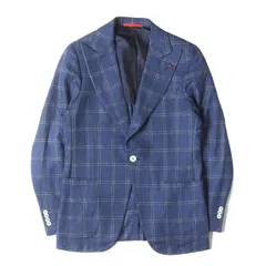 【美品】ISAIA イザイア ジャケット ブルー サイズ:44 | ピークドラペル チェック 1つボタン テーラードジャケット | イタリア製 | アウター ブレザー 上着【メンズ】【中古】のサムネイル