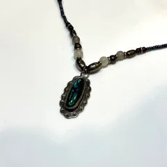 ナバホ　NAKAI　パウアシェル　スターリングシルバー　ビーズ　ネックレス　チョーカー　925　ナカイ　インディアンジュエリーのサムネイル