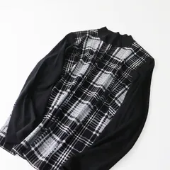カルヴェン CARVEN チェック プリント モックネック カットソー 48/ブラック トップス プルオーバー コットン ハイネック【2400013555319】のサムネイル