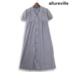 allureville アルアバイル 春夏★ 半袖 パフスリーブ ワンピース 前開き Sz.2 レディース 灰のサムネイル