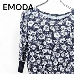EMODA(エモダ) レディースカットソー ７分袖 花柄 ローズ バラ 黒系 サイズ：03S 品番：041210633001 076KJのサムネイル