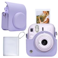 【数量限定】MINI INS インスタントカメラ 12 12 11 / ショルダーストラップ付き mini instax チェキ ライラックパープル（ケースのみ） FUJIFILM 専用収納ケース】互換品 【Aenllosi