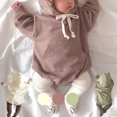 くま 耳付き パーカー ロンパース 長袖