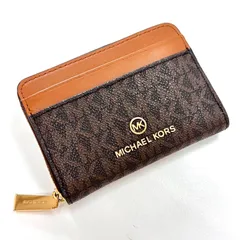 【未使用美品⭐️MICHAEL KORSマイケルコース】 コインケース　 カードケース　 JET SET CHARM    BRN/ACORN    コーテッドキャンバス&レザー   （AYA）125051203503SSK