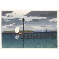 岡鹿之助、【信号台】、希少な大判額装用画集より、美品、日本人画家