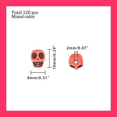 【スタッフおすすめ！】PH PandaHall 約120個 スカル 樹脂ビーズ 合成ターコイズ 髑髏ビーズ ドクロビーズ 丸大ビーズ アクセサリー クラフト資材 手芸材料 部品 ハンドメイド 混合色