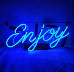 オーダーメイド　ネオン管　ブルー　ENJOYネオンライト 看板 LEDインテリア　ネオンサイン ENJOY ブルーライト インテリアライト LED 看板 おしゃれ 部屋 飾り 青 neon sign enjoy