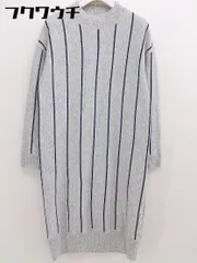 ◇ URBAN RESEARCH ストライプ ハイネック 長袖 膝丈 ニット ワンピース サイズ F グレー ブラック レディース  【中古】 【1112170005989】
