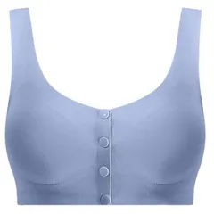 [ミコプエラ] 前開き 乳がん用ブラジャー 乳癌 パッド 全摘 ブラジャー 乳癌 手術後 人工乳房用 ブラ ブルーM [ブルー] [M]
