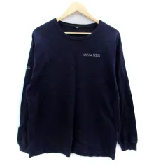 カスタネ Kastane Tシャツ カットソー クルーネック 長袖 刺繍 オーバーサイズ F 紺 ネイビー /HO16
