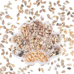 PH PandaHall 460個 貝殻セット 巻貝 6種 天然素材 ミックス ビーチ シェル 水槽装飾 ビーチ小物 デコ素材 ジュエリー用 ネックレス 結婚式 夏 DIY 家の装飾 ハンドメイド 手芸 アクセサリーパーツ 穴なし(460個貝殻)