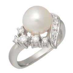 タサキ TASAKI パール/8mm ダイヤモンド/0.2ct デザイン リング Pt900 仕上済