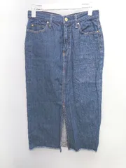 ◇ AZUL BY MOUSSY アズール バイマウジー カットオフ 膝下丈 タイト デニム スカート サイズＭ ネイビー レディース P  【1404040017674】