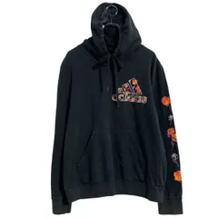 adidas プリントスウェット パーカー キッズ M 160 程 ブラック アディダス スポーツ プルオーバー 裏起毛 古着卸 アメリカ仕入 a702-7228のサムネイル