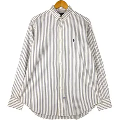 古着 ラルフローレン Ralph Lauren POLO by Ralph Lauren タブカラー 長袖 コットンストライプシャツ メンズM相当/eaa591761