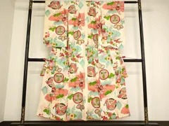 平和屋着物∵セミアンティーク　女の子　十三参り　子供　祝着　花蝶丸文　金彩　逸品　AAAY2556ja