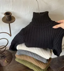 セーター　厚手　ハイネック　タートル　韓国風　子供服　キッズ　ニット