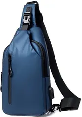 Cazycazun メンズ クロス ボディ バッグ 軽量 大容量 メッセンジャー 肩掛け 斜め掛け 防水( ネイビー)