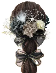 [JZOON] 6色展開 リボン 髪飾り 成人式 ドライフラワー 卒業式 七五三 浴衣 和装 袴 結婚式 振り袖 振袖 着物 水引き 赤 かすみ草 パール