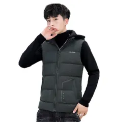 メンズ メンズダウンベスト 中綿ベスト フード付き ジャケット ノースリーブ 厚手 おしゃれ 保温 [セイラ] 防寒ベスト 秋 冬 無地 軽量